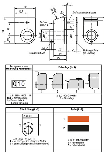 Norelem 21901-01001111 POSITIONSANZEIGER DIGITAL, - Norelem 21901 Positionsanzeiger digital