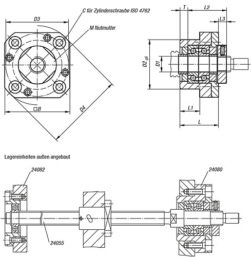 Norelem 24080-012 FESTLAGEREINHEIT GR.12, IN FLANSCHAUSFÜHRUNG - Norelem 24080 Festlagereinheiten in Flanschausfuehrung