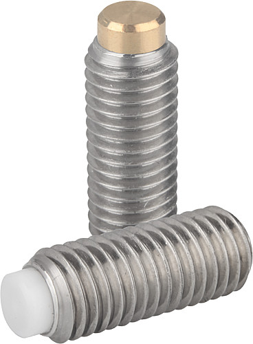Kipp K0667.1041X17 DRUCKSCHRAUBE M4X17,0, EDELSTAHL, MIT KUNSTSTOFFBOLZEN POM - KIPP K0667 Druckschrauben Edelstahl