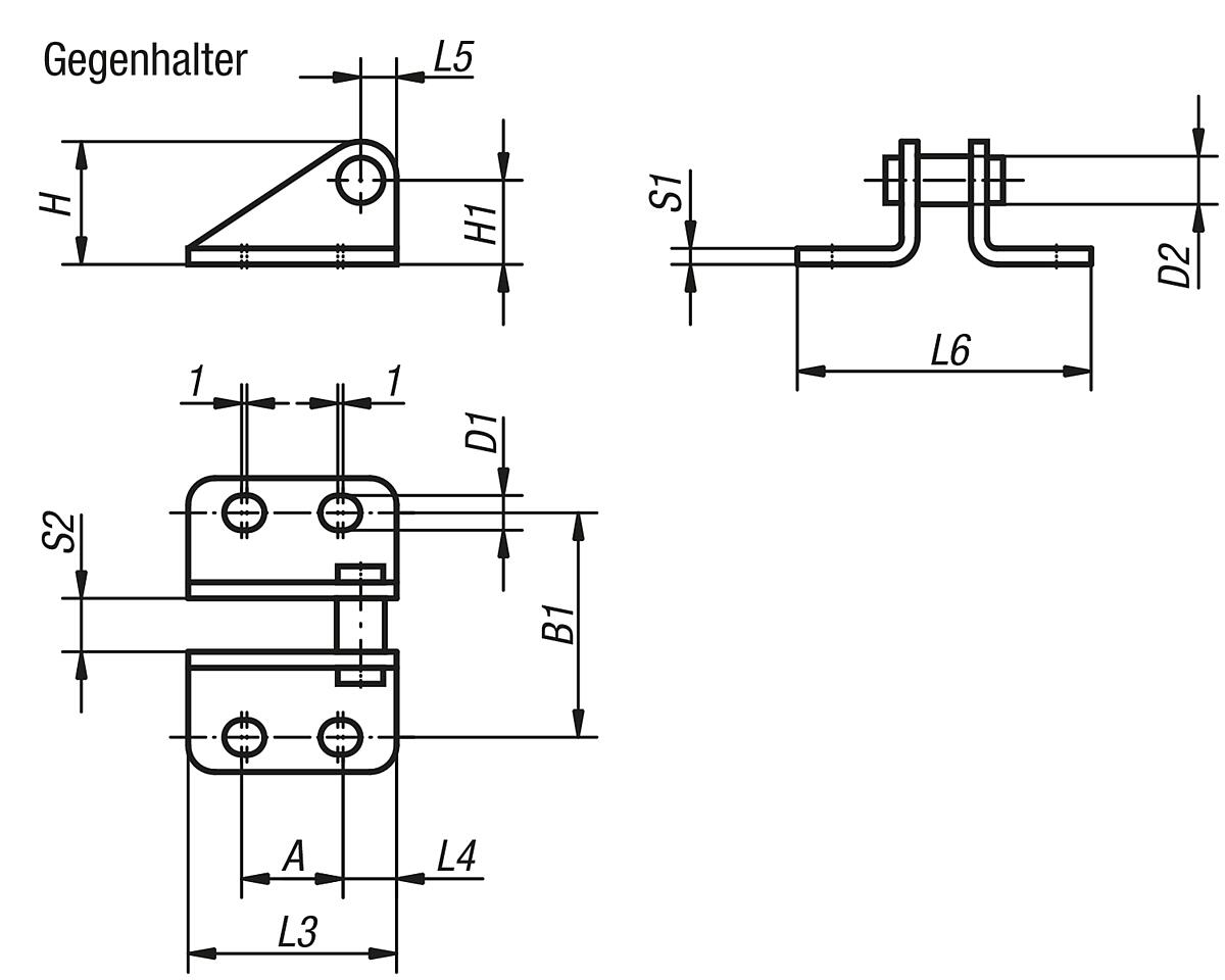 Norelem 05080-031 GEGENHALTER L6=82 - NLM 05080-GH Gegenhalter - Massblatt