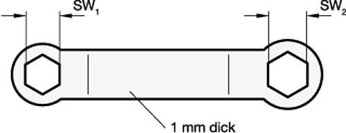 Ganter 607.9-SW14-SW16 DOPPEL RINGSCHLÜSSEL, SW14 UND SW16 - GN 607-9 Doppel Ringschluessel fuer Montage von GN 607-2 - GN 607-3-Skizze
