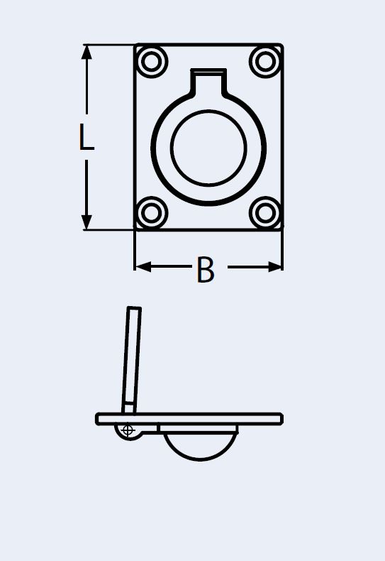 Leschhorn 01235-47X38-NI Edelstahl-Einlassgriffe, eckig ohne Schloss, L=47 B=38 H=10 mm, Material: Edelstahl A4, ohne Befestigungmaterial - 01235 Edelstahl-Einlassgriffe ohne Schloss TZ