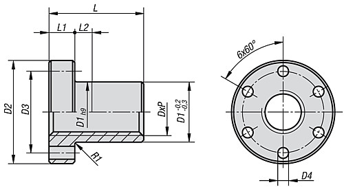 Norelem 24005-100313 TRAPEZGEWINDEMUTTER RECHTSGEWINDE, MIT FLANSCH, EING NGIG - Norelem 24005 Trapezgewindemuttern mit Flansch Rechtsgewinde - eingaengig