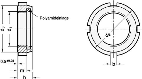 Ganter 1804.1-M10X0,75 Nutmuttern, selbstsichernd - GN 1804-1 Nutmuttern - selbstsichernd-Skizze