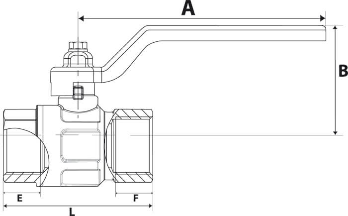 RIEGLER 329.02-R Kugelhahn Basisausführung, Handhebel, IG/IG, Messing vern., G 1/4 - LE71512 329-06-R Kugelhahn mit Handhebel - Basisausfuehrung - Innen Innengewinde
