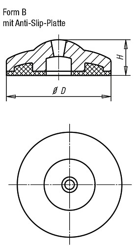 Kipp K0428.20301 TELLER F.STELLFUSS ECO LINE FORM B, ZINK, ANTISLIPPLATTE - KIPP K0428-B Teller fuer Stellfuesse ECO Line - Form B