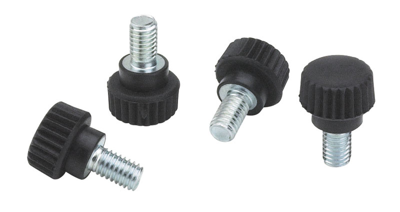 Leschhorn H759 Rändelschrauben  D 15; d 10; Gewinde d1 M3; Kunststoff PA, schwarz, - LE H759 Raendelgriffschrauben mit Stahl Gewindestift-EcoLine-Abbildung