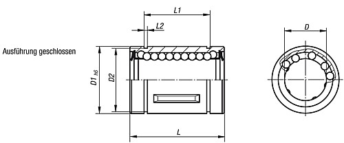 Norelem 21505-1202 LINEARKUGELLAGER GESCHLOSSEN D=12, MIT STAHLKÄFIG - Norelem 21505-AG Linearkugellager mit Stahlkaefig - geschlossen