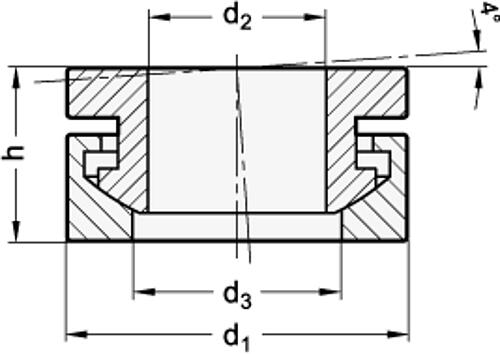 Ganter  6319.1-13-NI Edelstahl-Kugelscheiben / Kegelpfannen, kombiniert - GN 6319-1 Kugelscheiben - Kegelpfannen - kombiniert - Edelstahl-Skizze