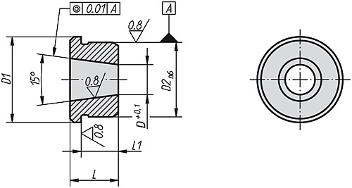 Kipp K0360.16 BUCHSE KONISCH                  BR, FÜR PRÄZISIONS ARRETIERB - KIPP K0360 Buchse konisch
