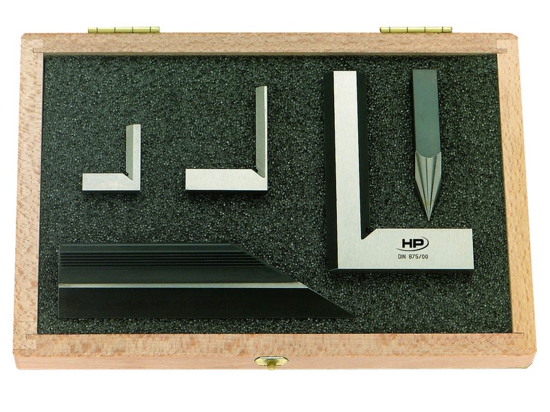 Helios Preisser 0397101  Prüfsatz 5-teilig  Im Set enthalten: Haarwinkel, rostfrei 75 x 50 mm, Haarwinkel, rostfrei 40 x 28 mm, Haarwinkel, rostfrei 25 x 20 mm, Haarlineal, Spezialstahl 100 mm, Endmaßanreißspitze 69 x 9 x 9 mm, Verpackung: Holzetui - Helios Preisser 0397 Pruefsatz 5-teilig