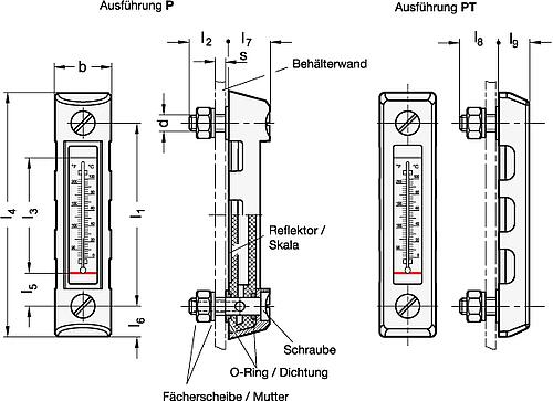 Ganter 650.2-127-A-P ÖLSTANDSANZEIGER OHNE THERMOMETER - GN 650-2 Oelstandsanzeiger - Kunststoff mit Schutzgehaeuse-Skizze