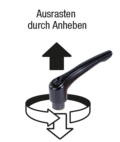 Norelem 06451-1061 KLEMMHEBEL GR.1  M6           EDELSTAHL, GRIFFHEBEL SCHWARZ SEIDENMATT - Norelem 06451 Klemmhebel mit Innengewinde - Stahlteile aus Edelstahl
