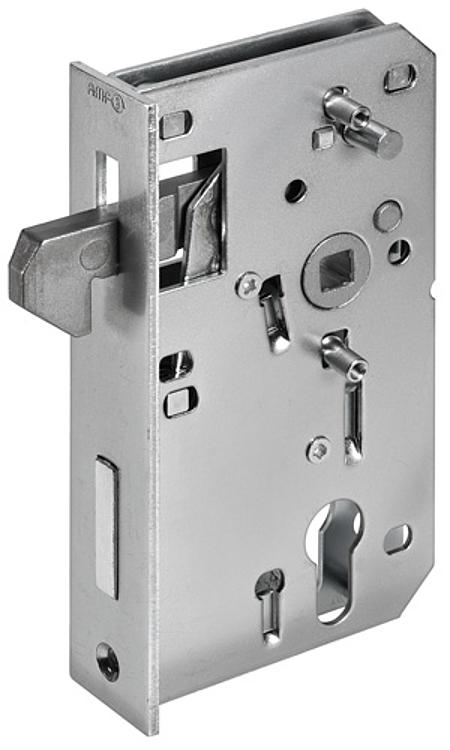 AMF 142S-50KW Schiebetor-Schloss, verzinkt, für Kastenbreite: 50 mm, Schließung: RZW, D: 74 mm - LE 142S Schiebetorschloss - verzinkt -Abbildung