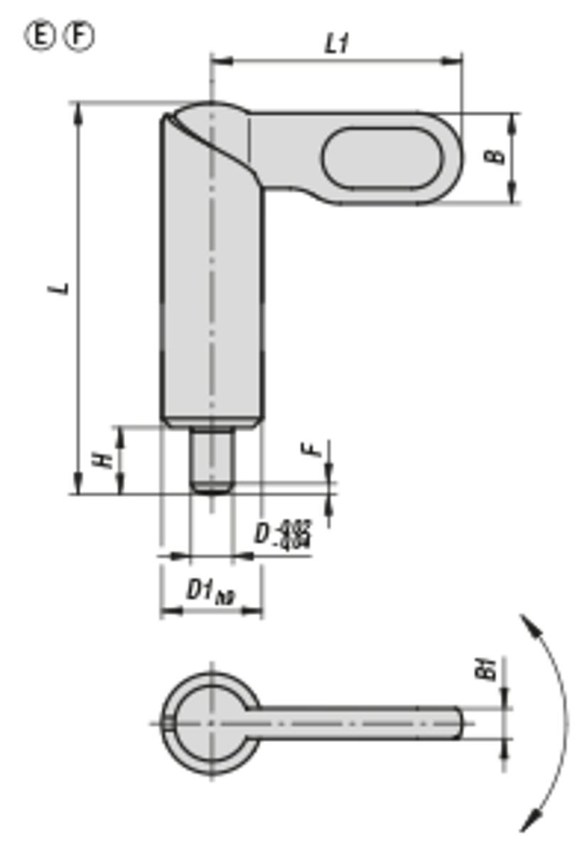 Norelem 03099-090612 SPERRRIEGEL FORM F, D=6, D1=12 GLATTE HÜLSE - NLM 03099 Sperrriegel - Massblatt