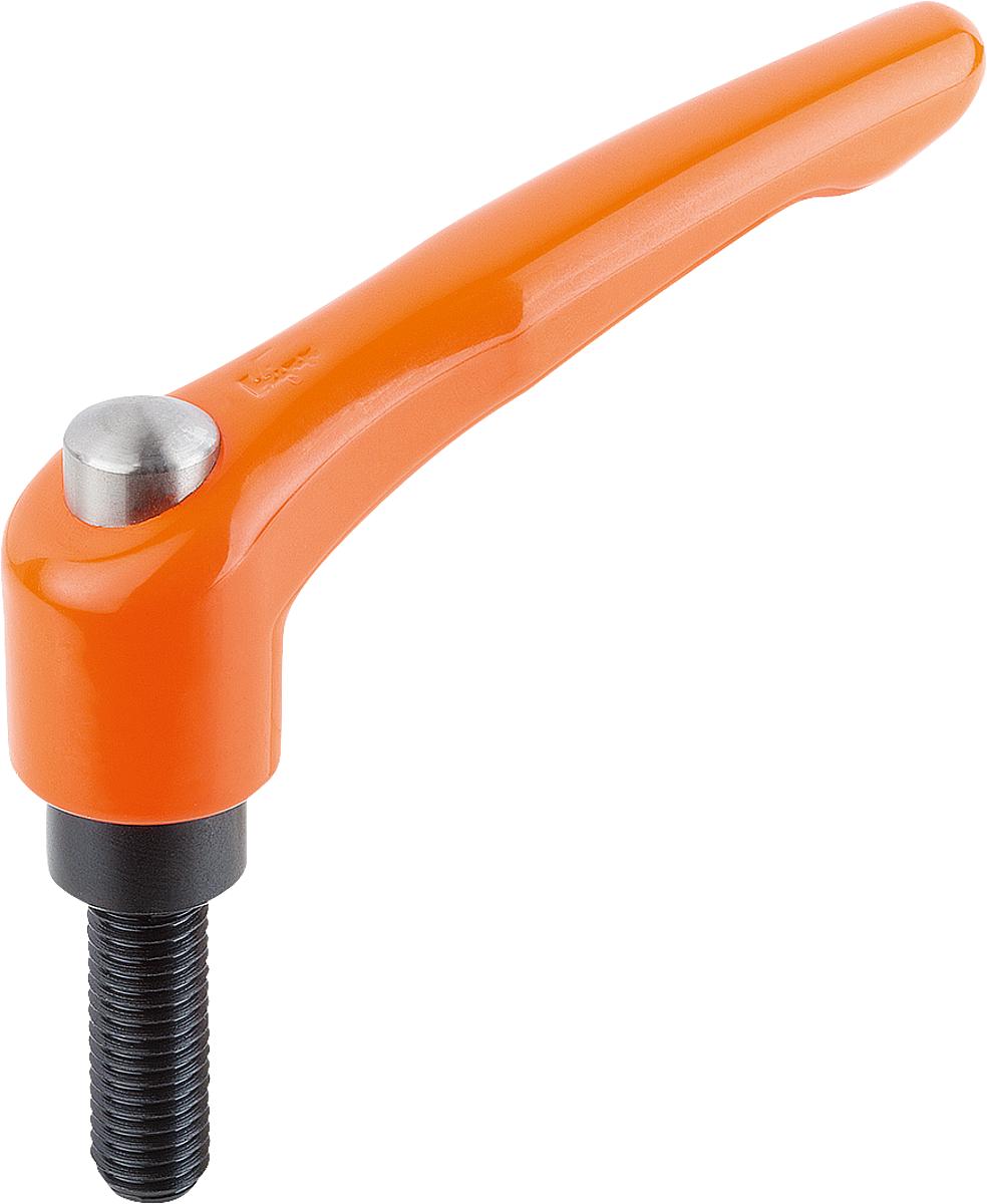 Kipp K0122.92082X45 KLEMMHEBEL GR.2 M8x45  MIT SCHUTZKAPPE, GRIFFHEBEL ORANGE - K0122-92082X45 KLEMMHEBEL GR 2 M8x45 MIT SCHUTZKAPPE - GRIFFHEBEL ORANGE