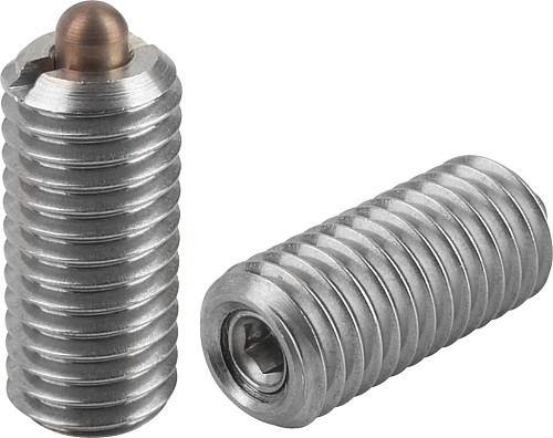 Norelem 03055-06 FEDERNDES DRUCKSTÜCK  M6      EDELSTAHL, BOLZEN - Norelem 03055 Federnde Druckstuecke mit Innensechskant und Druckbolzen - Standard Federkraft