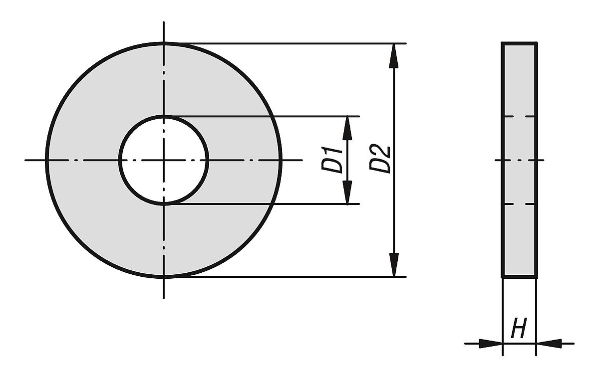 Kipp K0867.06 SCHEIBE DIN 6340, GEHÄRTET, STAHL GESTANZT, D1=6,4 - K0867 Scheiben fuer Spannzeuge DIN 6340 - Massblatt