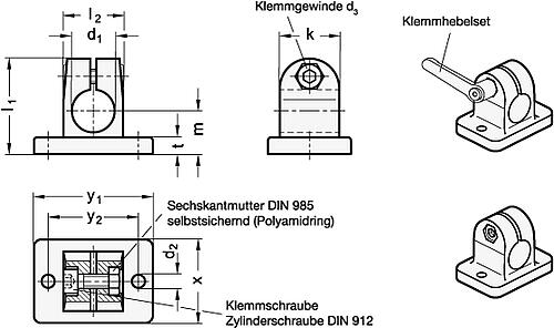 Ganter 145-B10-2-BL FLANSCH KLEMMVERBINDER - GN 145 Flansch Klemmverbinder - Aluminium-Skizze