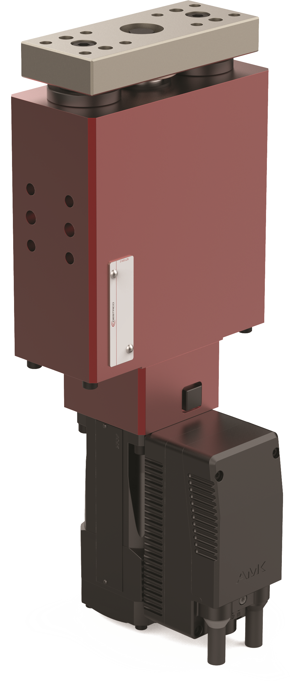 DESTACO 95W-103011060 Elektrische Schlitten-/Hubeinheit 95W, 0–60 mm Hub, Montageplatte Standard, Motoranschluss links, Servo-Antrieb 400V dezentral - DESTACO 95W Serie–Elektrische-Schlitten-Hubeinheit-400V-Motor-2-Hub