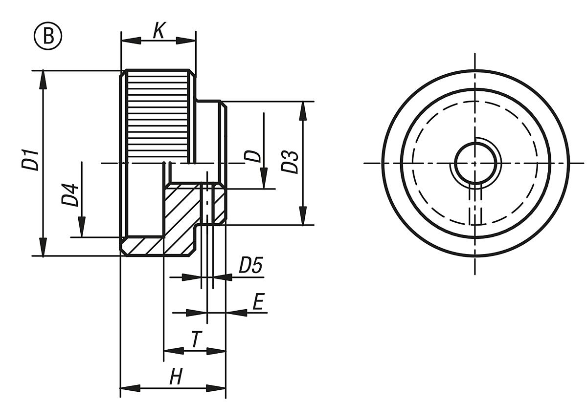 Kipp K0137.210 RÄNDELMUTTER DIN 6303  M10      BR, FORM B  STAHL - K0137-B Raendelmuttern aus Stahl und Edelstahl DIN 6303 Form B - Massblatt