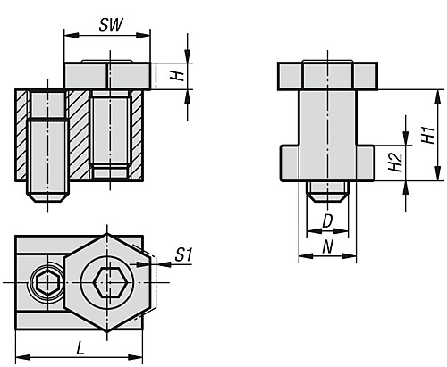 Kipp K0027.08 SPANN EXZENTER MIT T NUTMUTTER, N=8 - KIPP K0027 Spann Exzenter mit T Nutmutter