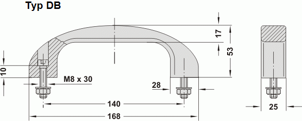 Leschhorn DB-25.D140.84   Duroplast FS 31 Bügelgriffe A 140,  schwarz - ohne Schrauben - Leschhorn DB Duroplast Buegelgriffe