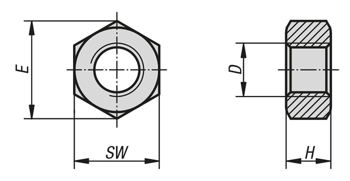 Norelem 934 SECHSKANTMUTTER DIN EN ISO4032 M12, SW=19, STAHL 8 VERZINKT - DIN 934 Sechskantmuttern  - DIN EN ISO 4032 - DIN EN 24032 - Massblatt