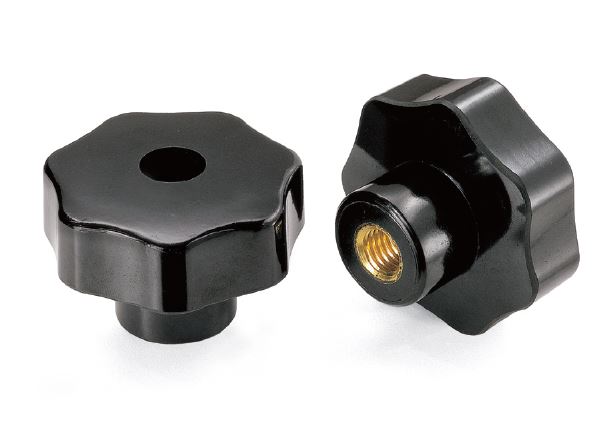 Leschhorn 04447.D40XM08 Sterngriffe Kunststoff Duroplast, schwarz Form D - mit Gewinde-Durchloch - LE 04447.D Sterngriffe Kunststoff mit Messing-Gewindebuchse, Form D - mit Gewinde-Durchloch