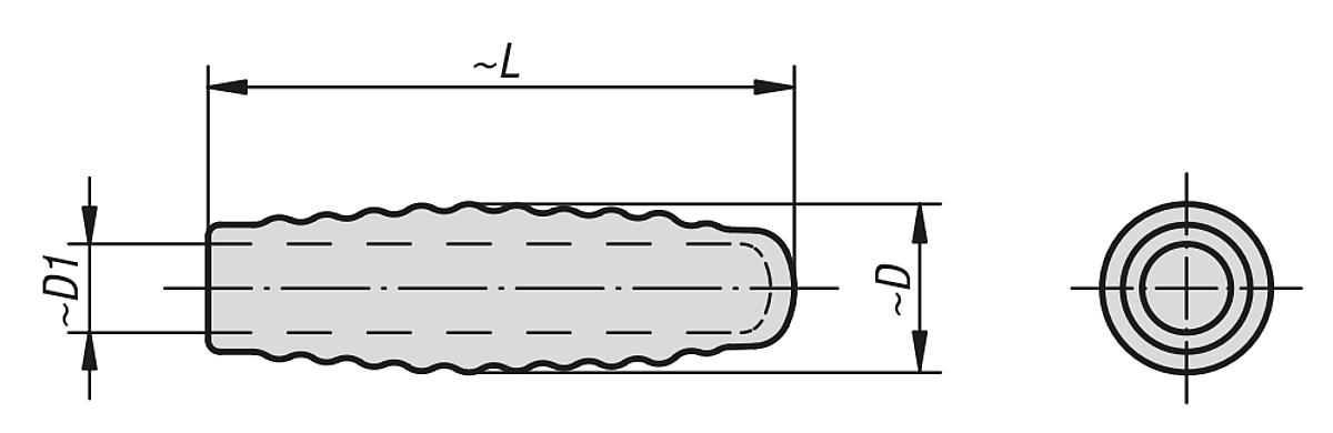 Kipp K0099.12 KUNSTSTOFFGRIFF RUND, D=15, L=70 - K0099 Kunststoffgriffe rund - Massblatt