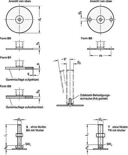 Ganter 44-40-M12-100-D1-SK Edelstahl Stellfüße, A4 - GN 44 Edelstahl Stellfuesse - A4-Abbildung