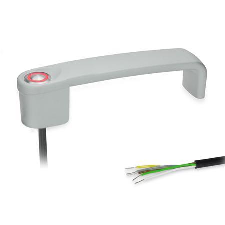 Ganter 422-ZD-T1-K-2-SR Bügelgriffe, mit elektrischer Schaltfunktion, mit Kabel - GN-422-Buegelgriffe-mit-elektrischer-Schaltfunktion-mit-Kabel-SR-silber-RAL-9006-strukturmatt-mit-1-
