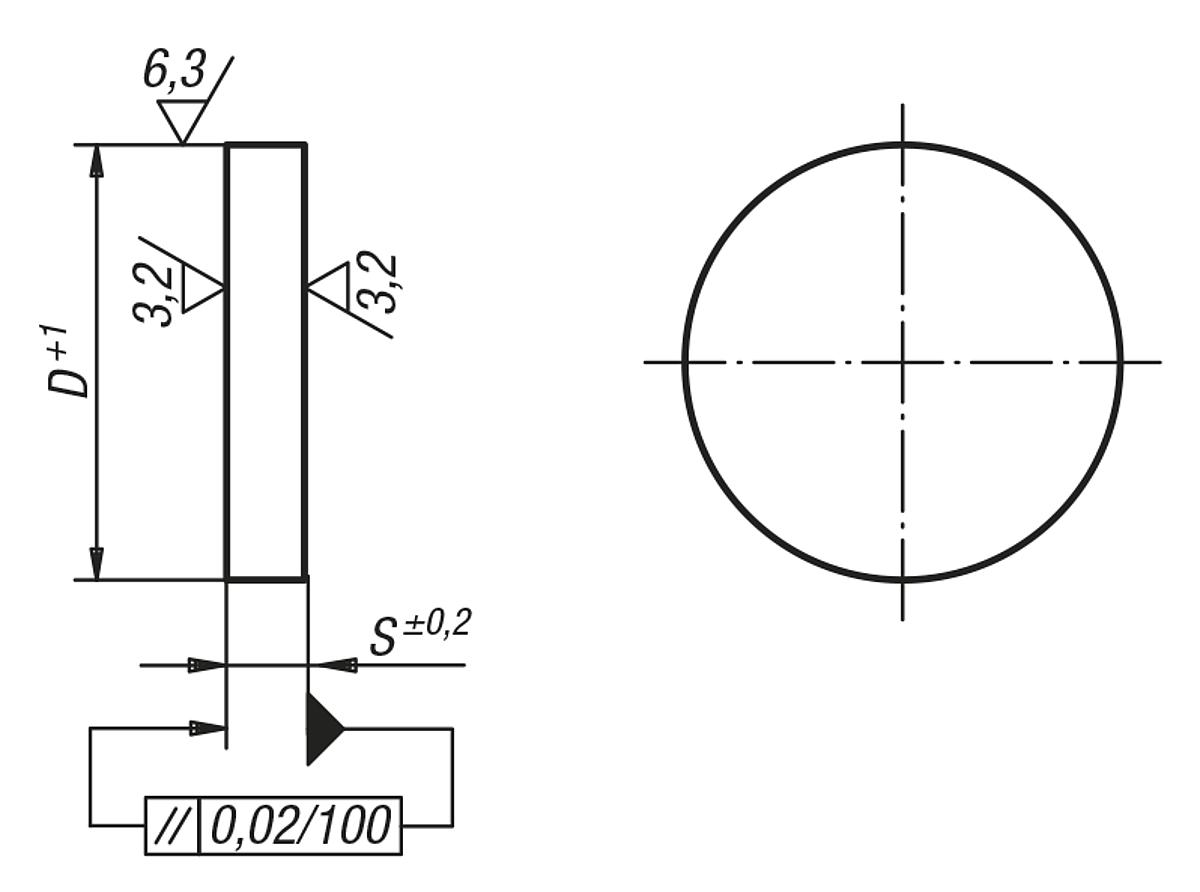 Norelem 01320-10 RUNDE SCHEIBE GG, D=500, S=50 - NLM 01320 Runde Scheiben Grauguss und Aluminium - Massblatt