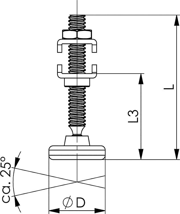 AMF 6875-1 Andrückschraube, Größe : 1, D: 19, L3: 17 - 35 - LE 6875 Andrueckschraube-Skizze