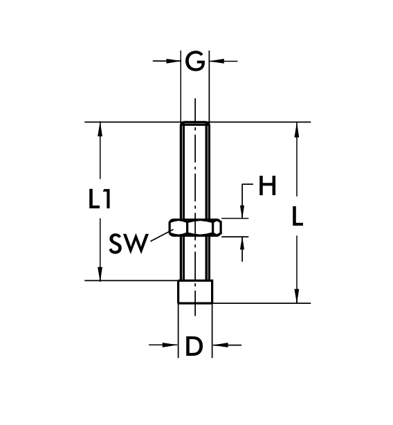 DESTACO 213208-M-L Andruckspindel Stahl verzinkt und passiviert, Gewinde M5, L 34 L1 30 - DESTACO 213208-M-L 217208-M-L Andruckspindel Stahl verzinkt und passiviert - Neopren rot schwarz