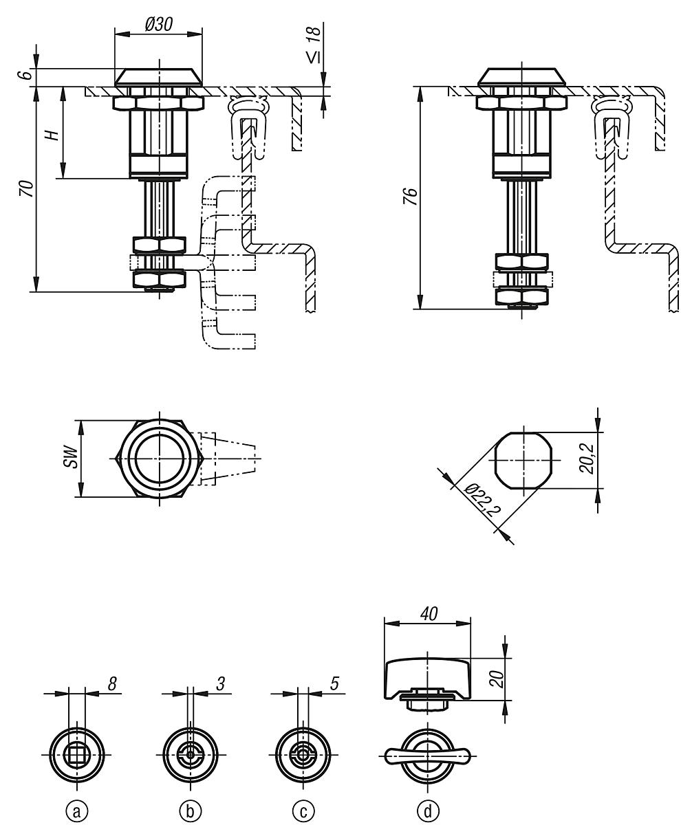 Kipp K0531.45321 KOMPRESSIONS DREHRIEGEL MIT VERSTELLBARER ZUNGENHÖHE - K0531 Kompressions Drehriegel mit verstellbarer Zungenhoehe - Massblatt