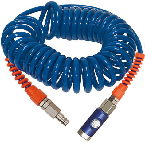 RIEGLER SP 17-300DSD Spiralschl.-Druckknopf-Sicherheitskpl.-Set, PU, ø 9,5x6,3, 3,0 m - LE71512 SP 17-600DSD Spiralschlauch Kupplung Set mit Druckknopf Sicherheitskupplung NW 7 4