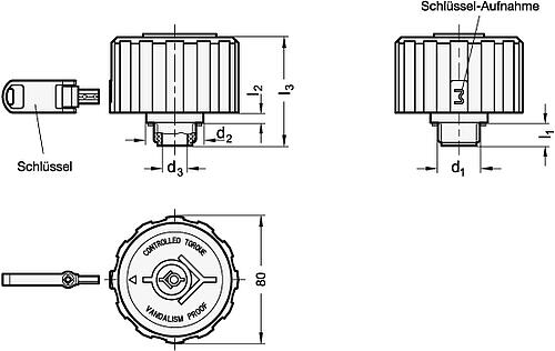 Ganter 775-G3/4-350 ELESA BELÜFTUNGSDECKEL, ABSCHLIESSBAR - GN 775 Belueftungsdeckel - vandalismussicher - Kunststoff-Skizze