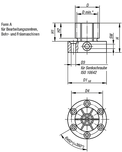 Kipp K0643.118029 SPANNDORN, - KIPP K0643-A Spanndorne mit seitlicher Klemmung - F