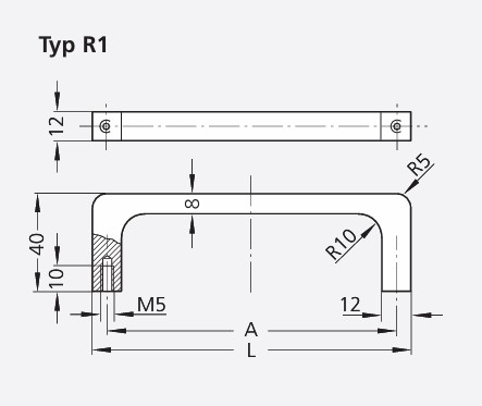 Leschhorn R1-12.055.9003A Bügelgriffe, Antibakteriell, Aluminium, A=55 - LE R1 antibakterielle Buegelgriff Serie - Massblatt