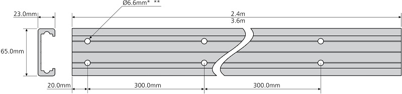 Accuride DA0116-0120RC Linearführung1,2m Schiene x 1 - Accuride DA0116RC Linearfuehrung mit Kugelumlaufwagen bis 360kg - Zeichnung
