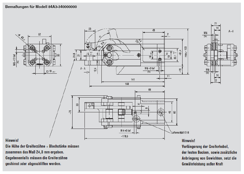 DESTACO 84A3-300000000 Kurvenklemmgreifer mit Selbsthemmung Typ 84A3-3 - 84A3-3 Kurvenklemmgreifer