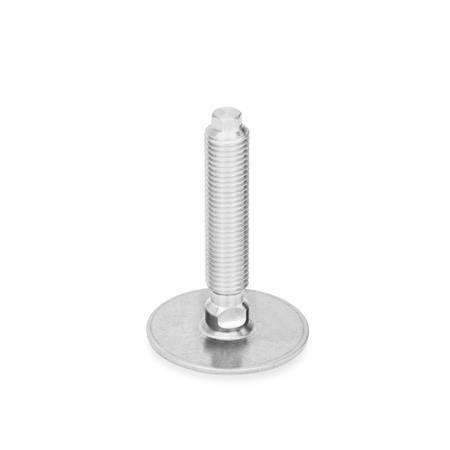 Ganter 41-80-M24-200-D0-V Stellfüße, Edelstahl 1.4301 (A2) - GN-41-Stellfuesse-Edelstahl-A2-ohne-Gummiauflage-ohne-Mutter-Aussensechskant-oben-und-Schlues