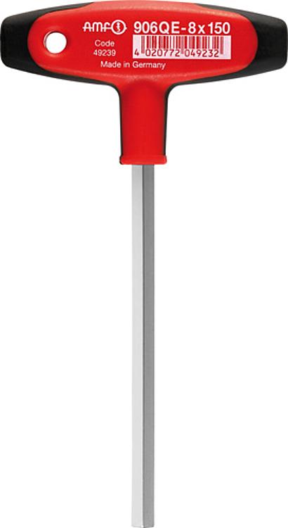 AMF 906QE-10x100 Sechskantschraubendreher (mm) mit ergonomischen 2-Komponenten-Quergriff, SW: - Zoll, B: 100, L: 138 - LE 906QE Sechskantschraubendreher -mm- mit ergonomischen2-Komponenten-Quergriff-Abbildung