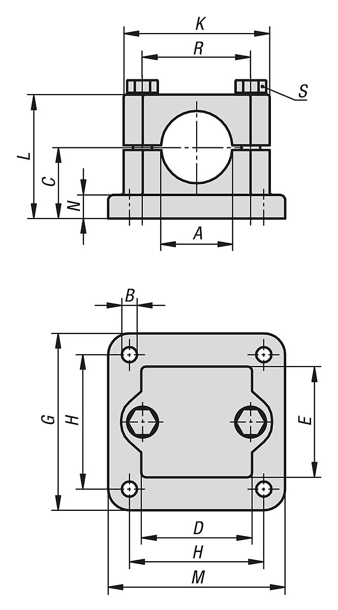 Kipp K0479.5230 FLANSCHKLEMMSTÜCK ALUMINIUMGUSS, A=30,2 - K0479 Flanschklemmstuecke - Aluminium - Massblatt
