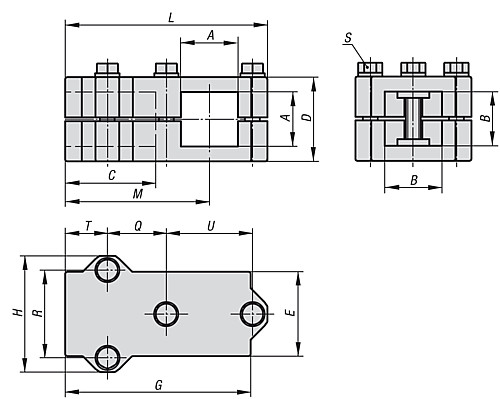 Kipp K0476.523030 WINKELKLEMMSTÜCK ALUMINIUMGUSS, A=30,3, B=30,3 - KIPP K0476 Winkelklemmstuecke - Aluminium