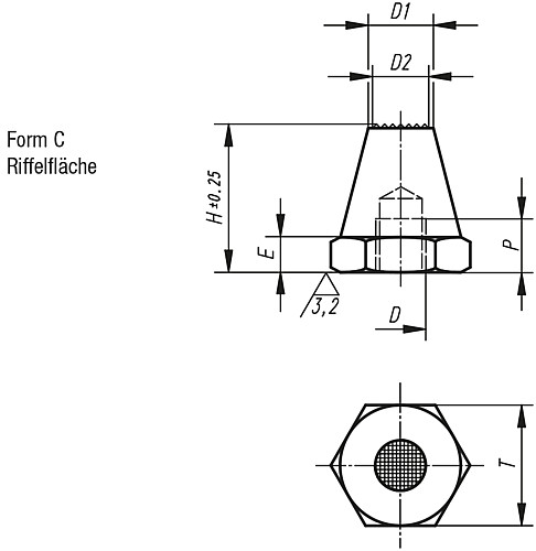 Kipp K0294.310020 AUFLAGEBOLZEN FORM C, D=M10, H=20 - KIPP K0294-C Auflagebolzen Form C