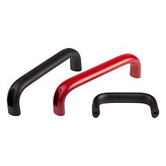 Leschhorn EMO-20-F112-54 Economy Gerätegriffe, Oval Aluminium,  20 mm frontseitige Befestigung A 112,  schwarz pulverbeschichtet - LE MO fronseitige Buegelgriffe