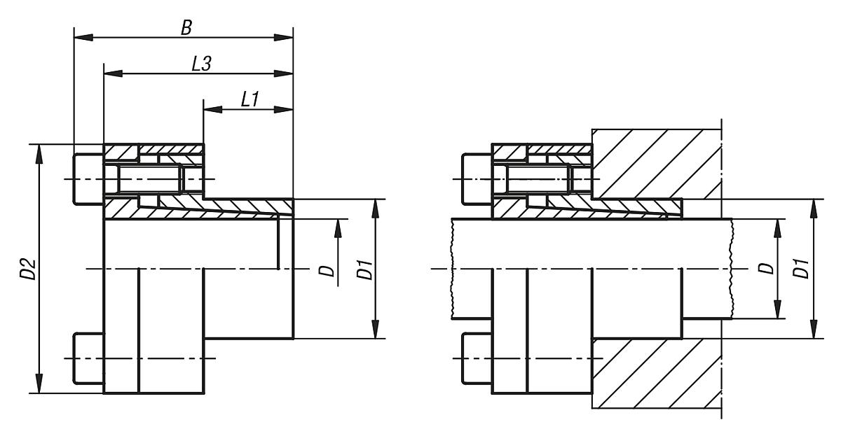 Norelem 23350-4053 KONUS SPANNRING FORM A, D=40, D1=53 - NLM 23350 Konus Spannringe Form A - Massblatt