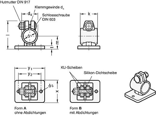 Ganter 146.6-B30-A-4 Edelstahl Flansch Klemmverbinder - GN 146-6 Edelstahl Flansch Klemmverbinder-Skizze
